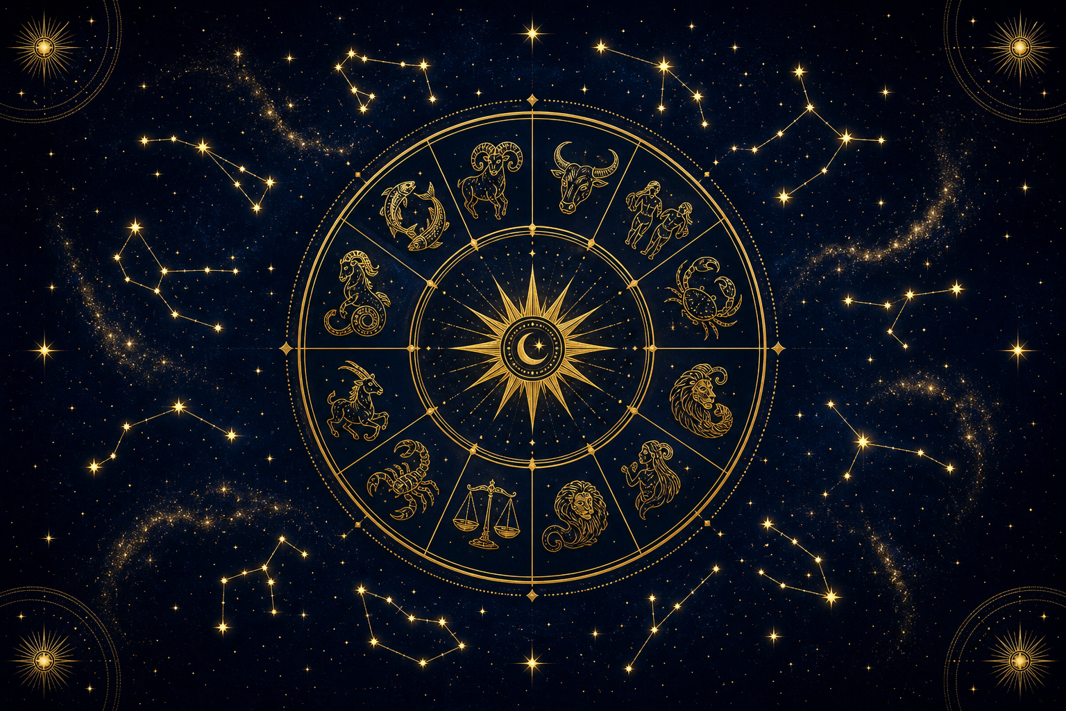 Astroloji burç çarkı ve takımyıldızları